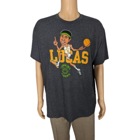 Stranger Things Lucas Hoops T-Shirt XL - Picture 1 of 8